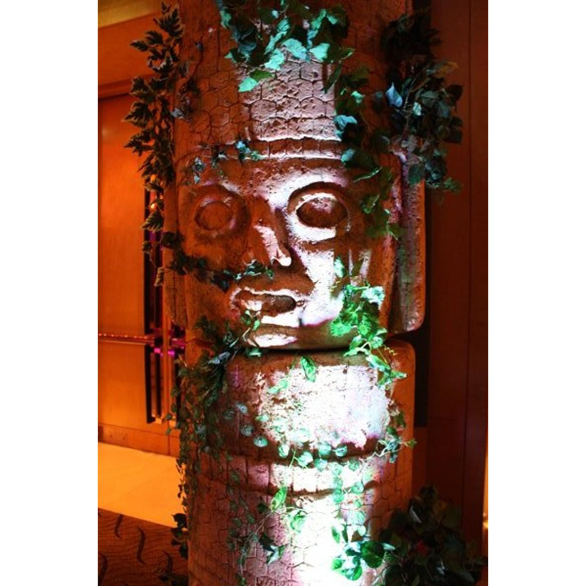 Round Carved Inca Face Statue-6341