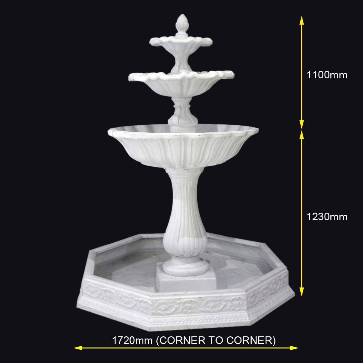 Three Tiered Fountain - Measurements