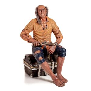 Pirate on Treasure Chest Statue-0