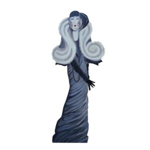 Cutout - Flapper in White Fur Stole and Hat