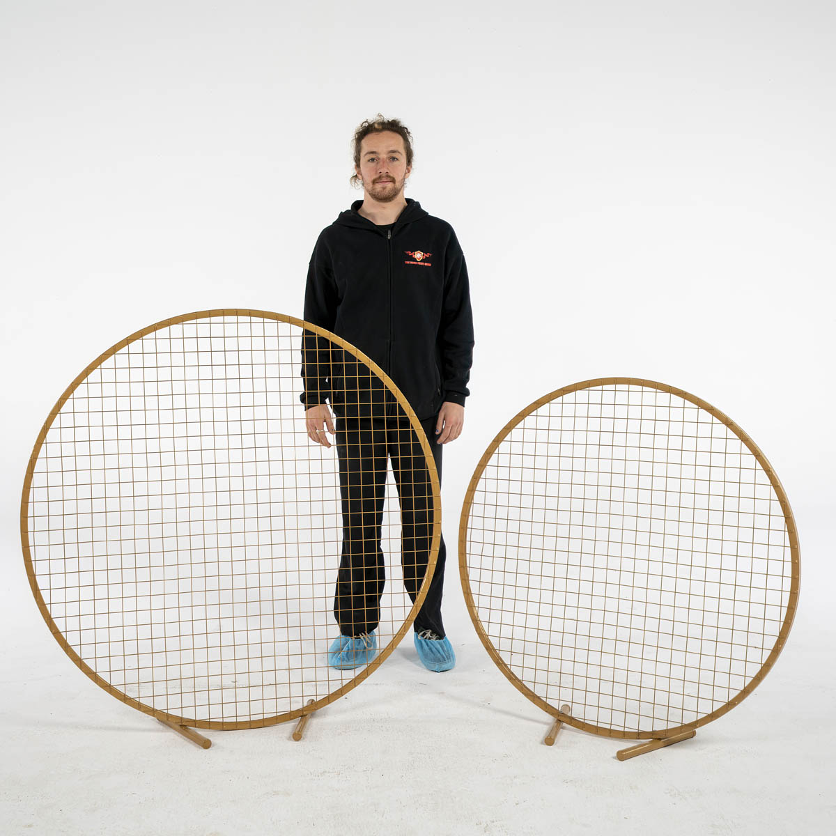 Medium and Small Gold Round Mesh Wall