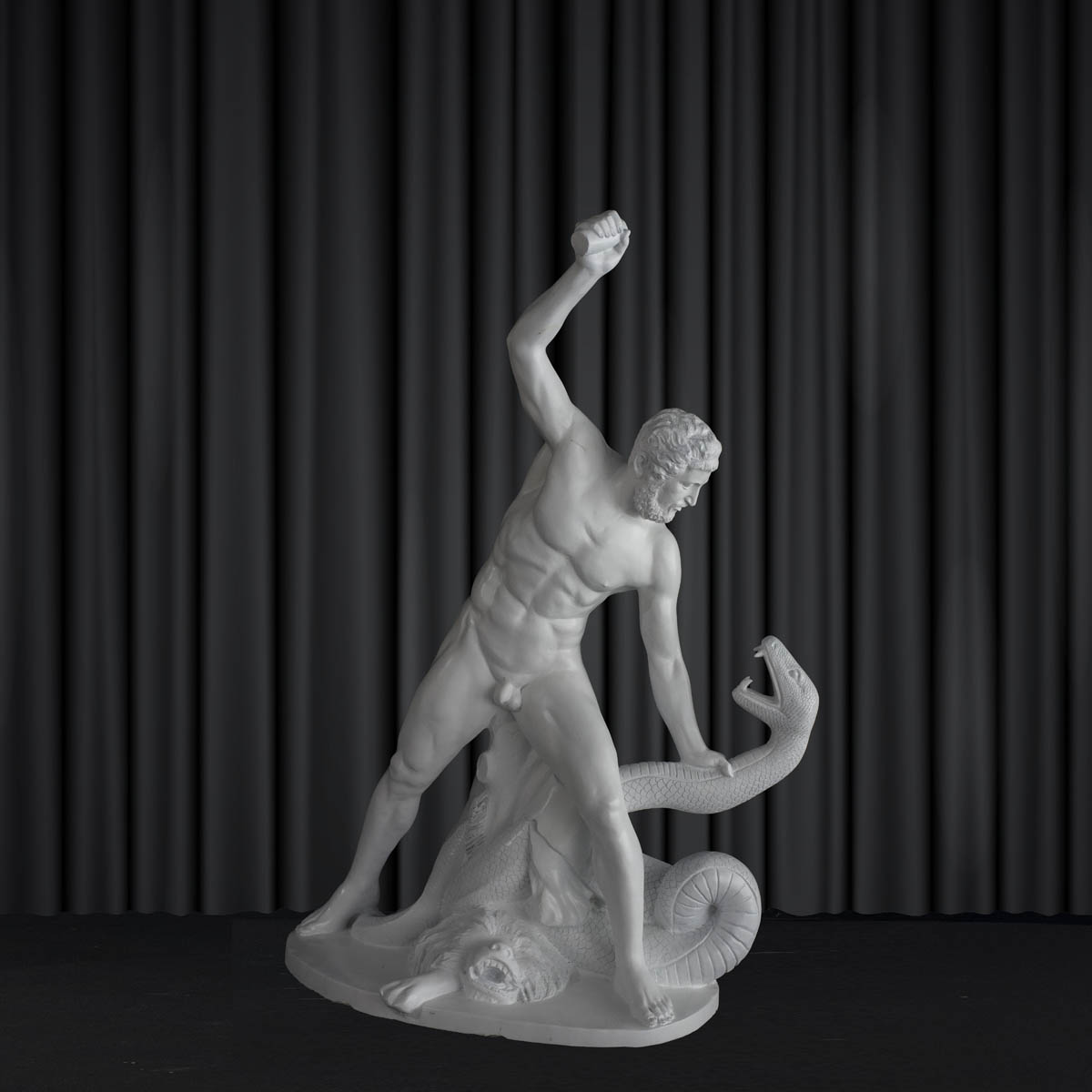 Greek Statue Hercules Fights Achelous Metamorphosed into a Snake