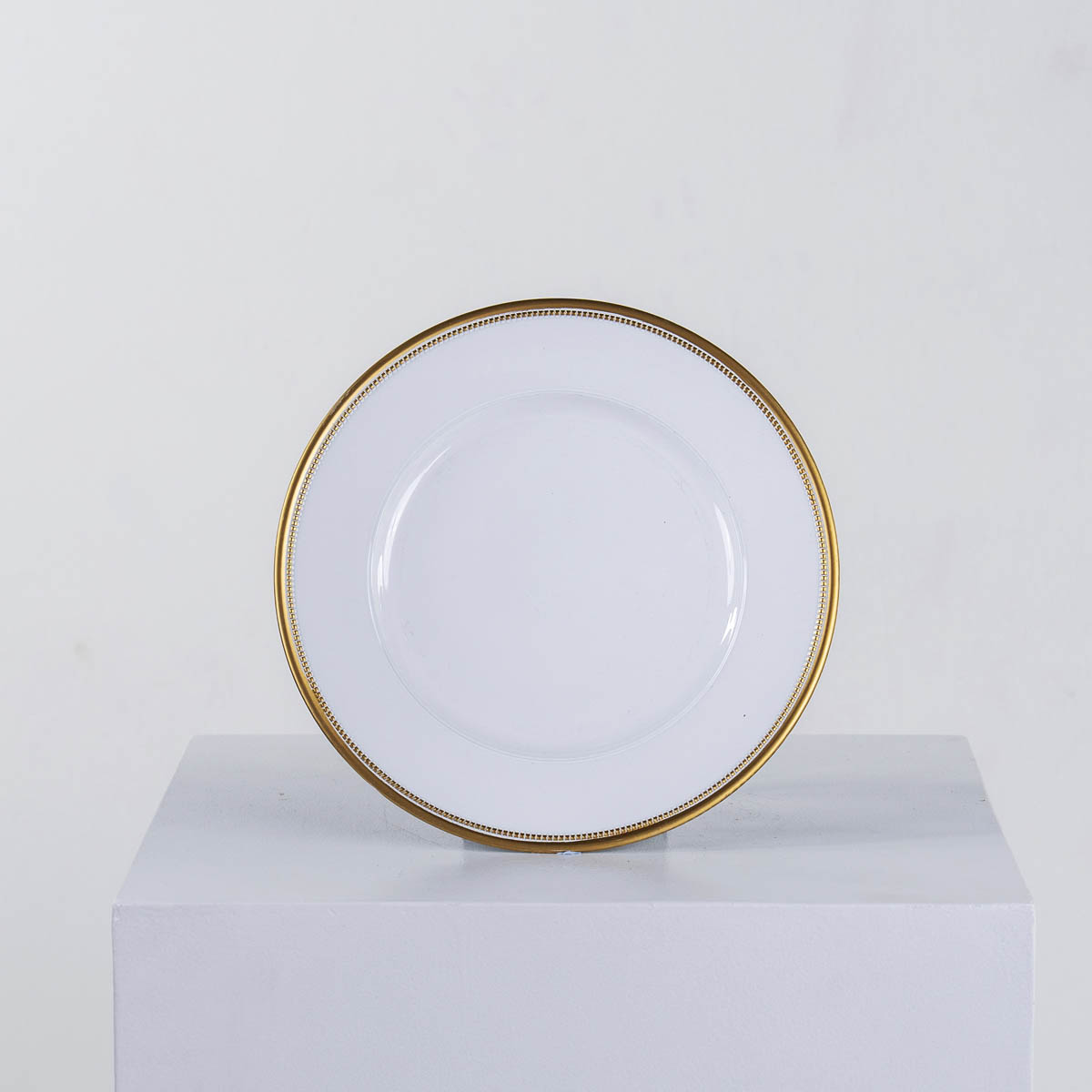 Charger Plate - Classic White and Gold Double-Rimmed