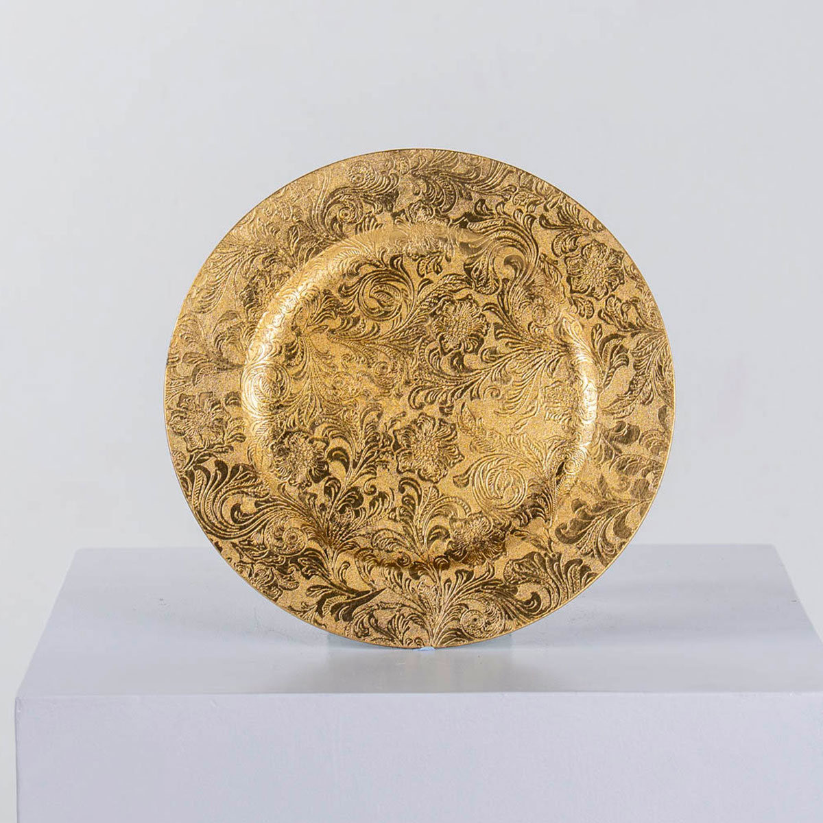 Charger Plate - Golden Baroque Damask Embossed
